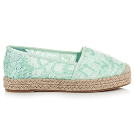 Vices Espadrilles aus Spitze mit Pailletten grün