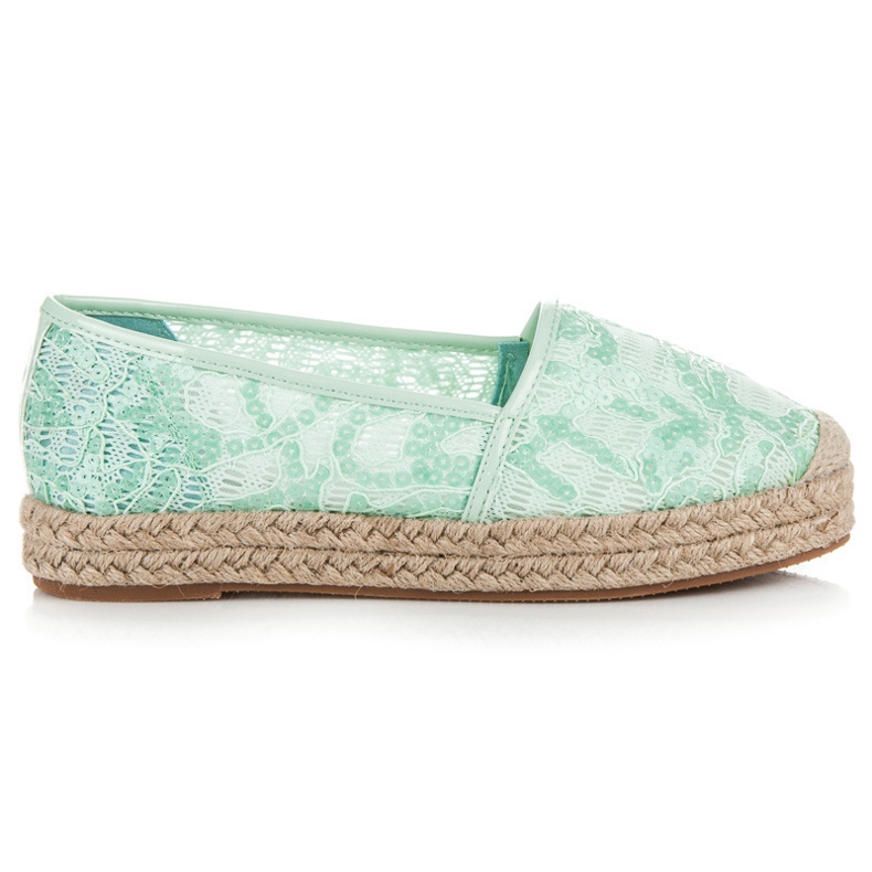Vices Espadrilles aus Spitze mit Pailletten grün