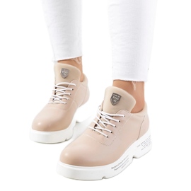 Beige Damen-Sportsneaker auf der Plattform