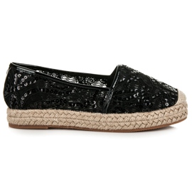 Vices Spitzen-Espadrilles mit Pailletten schwarz