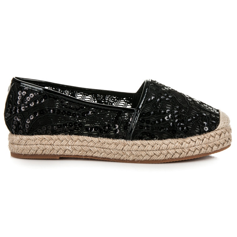 Vices Spitzen-Espadrilles mit Pailletten schwarz