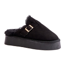 Mit Fell isolierte Damenhausschuhe FA-185, schwarz