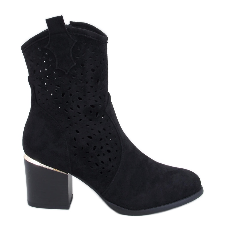 Schwarze Cowboystiefel aus durchbrochenem Wildleder für Damen