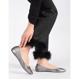 Graue Glitzer-Ballerinas für Damen