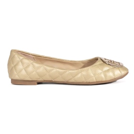 Goldgesteppte Ballerinas für Damen mit Verzierung golden