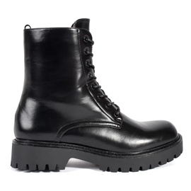 Seastar Schwarze Damen-Arbeiterstiefel, glatt, zum Schnüren