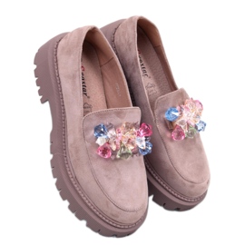 Seastar Damen-Plateau-Loafer mit beige-khakifarbenen Steinen