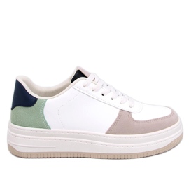 Weiß-khakifarbene Sport-Sneaker für Damen