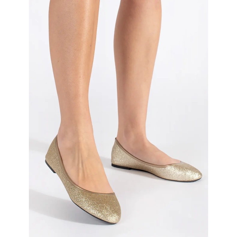 Goldene Ballerinas mit flachem Glitzer