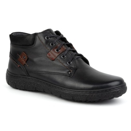 Isolierte Herren-Winterschuhe aus Leder KAMPOL 108/15 schwarz