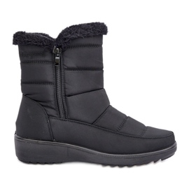 Damen-Schneestiefel mit Reißverschluss und Fell, Schwarz