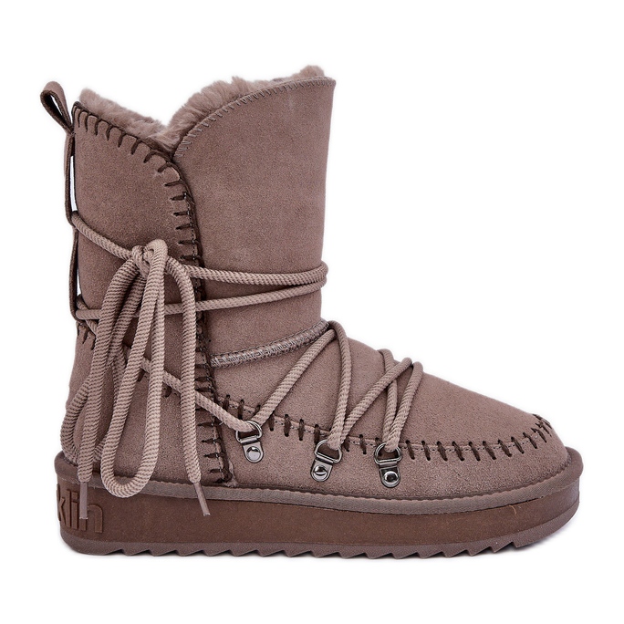 Damen-Schneestiefel aus natürlichem Wildleder D.Franklin DFSH375004 dunkelbeige