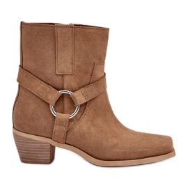 Natürliche Wildleder-High-Heel-Stiefel Zazoo 3444/2 Beige