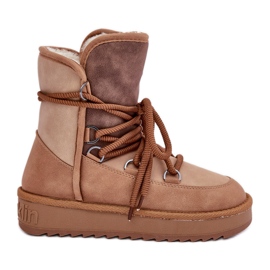 Damen-Schneestiefel auf Plateausohle mit Bindung D.Franklin DFSH370013 Camel braun