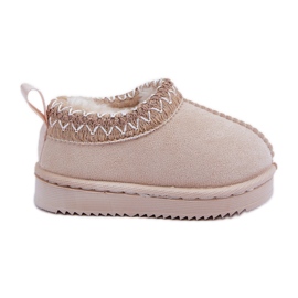 Kinder-Schneestiefel auf der Plattform, mit Fell gefüttert, hellbeige