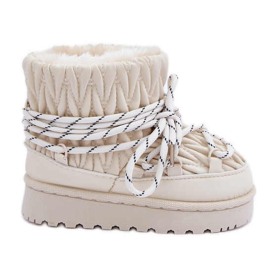 Mit dickem Fell isolierte Kinder-Schneestiefel, hellbeige