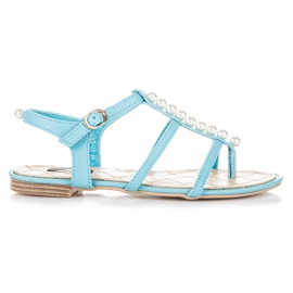 Vices Stilvolle Sandalen mit Perlen blau