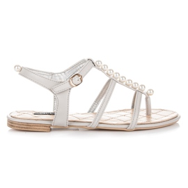 Vices Stilvolle Sandalen mit Perlen grau