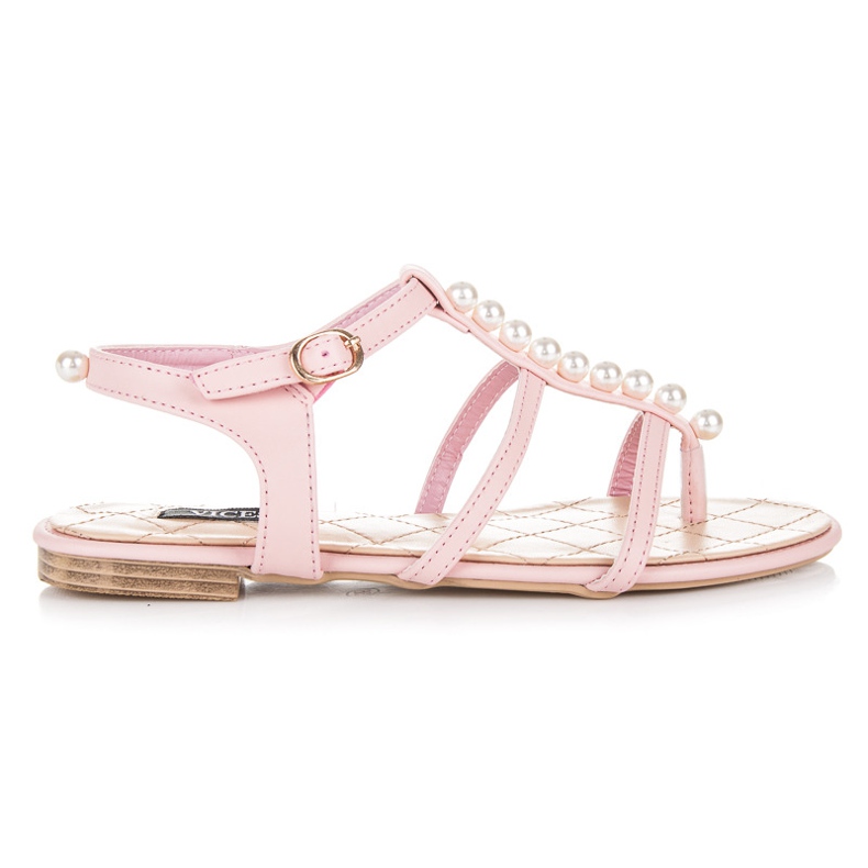 Vices Stilvolle Sandalen mit Perlen rosa