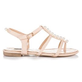 Vices Stilvolle Sandalen mit Perlen braun