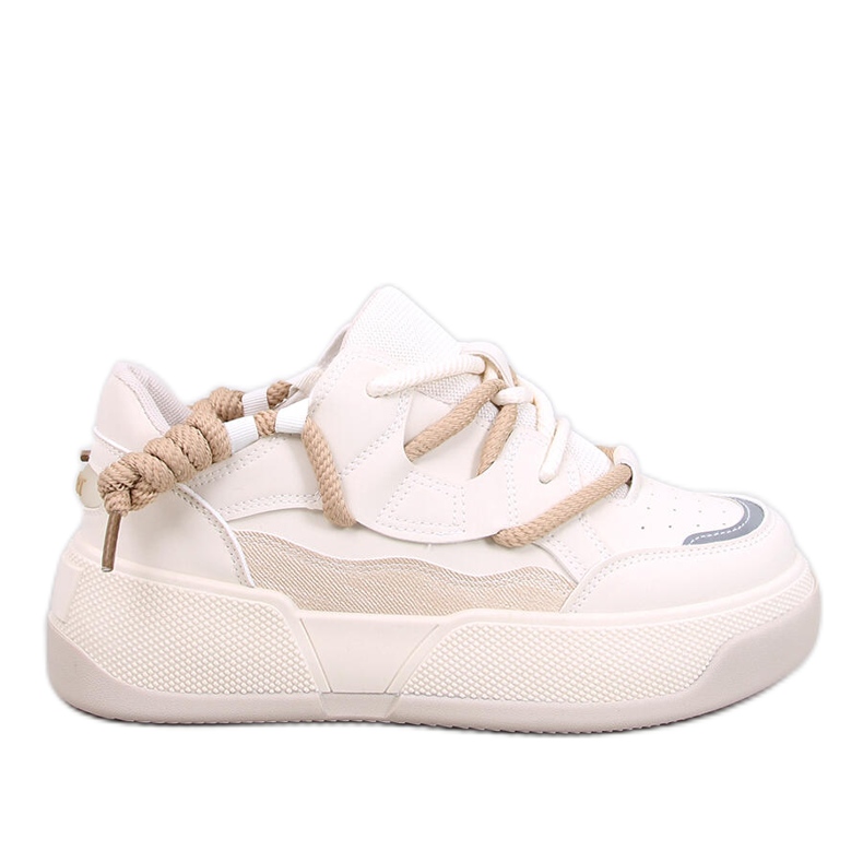 Beige Plateau-Sneaker für Damen
