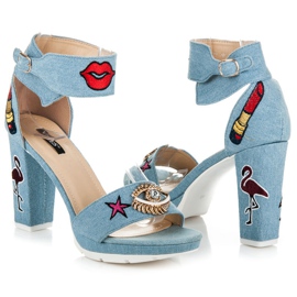 Vices Denim-Sandalen mit Patches blau