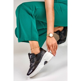 Damen-Plateau-Sneaker, schwarz, 23-7B