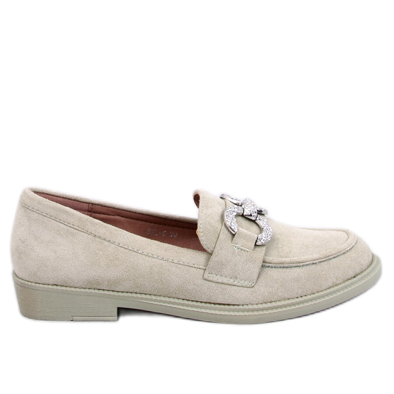 Klassische Wildledermokassins mit grüner Verzierung