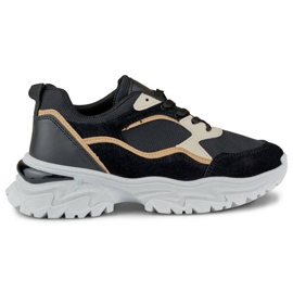 Damen-Sneaker mit dicker Sohle, schwarz 9062-B