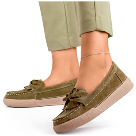 Damen-Ledermokassins khakigrün Goodin GD-SW4005KH