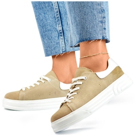 Goodin Beige Damen-Sportschuhe aus Leder GD-XF-113BE