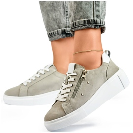 Goodin Damen-Sportschuhe aus Leder auf der Plattform, grau GD-LX1001G