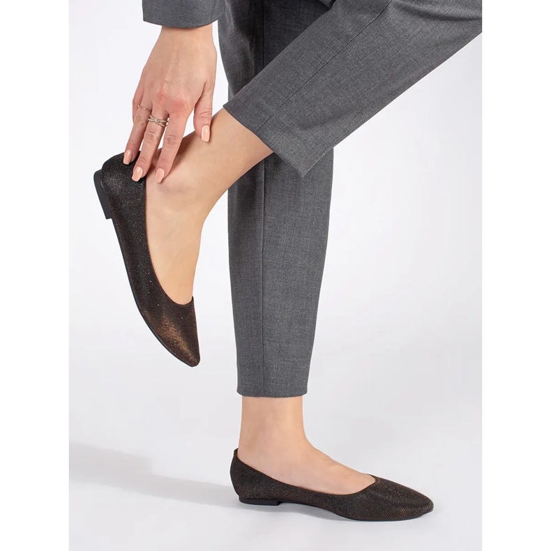 Schwarze Glitzer-Ballerinas mit flachem Absatz