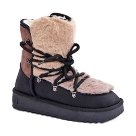 D.Franklin Pelzisolierte Schneestiefel DFSH370012 schwarz