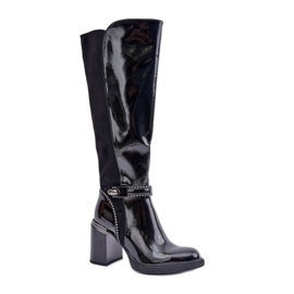 Damen-Lacklederstiefel Da MR880-055 schwarz