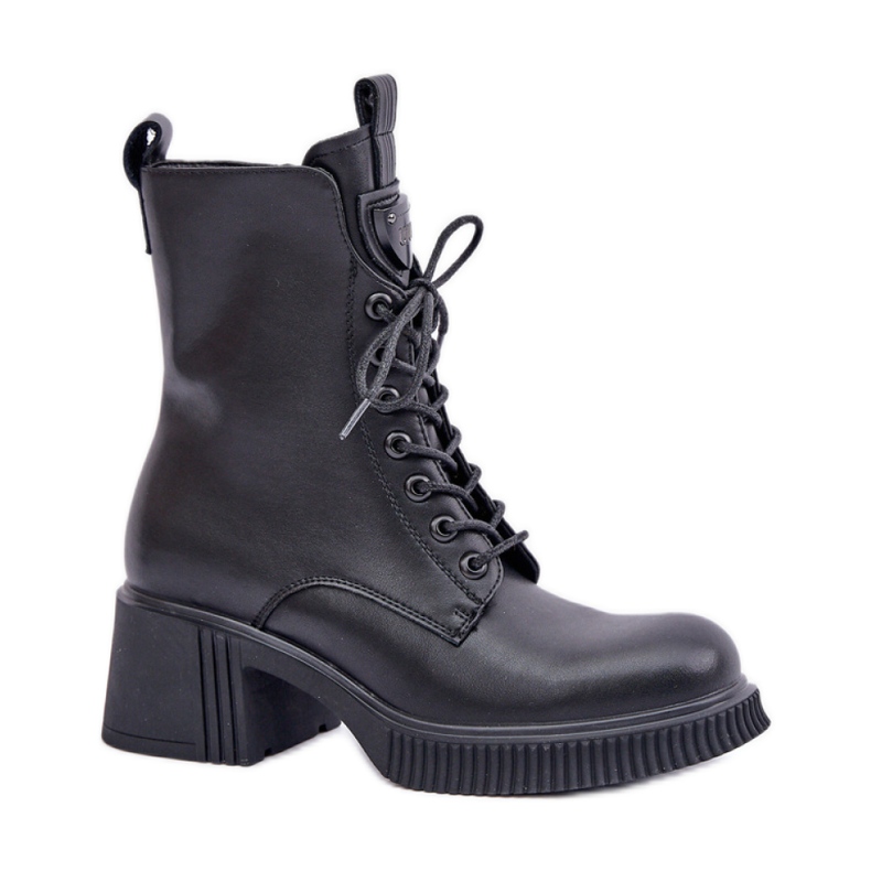 Damenstiefel aus Naturleder 66671 schwarz