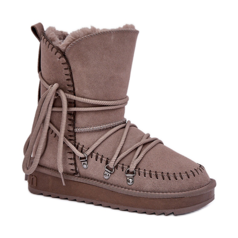 D.Franklin Damen-Schneestiefel mit Fell DFSH375004 Beige