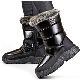 Hohe, schwarze, isolierte Schneestiefel für Damen mit Fell, warme Winterschuhe