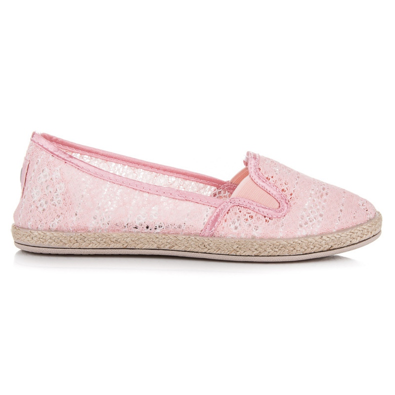 Balada Espadrilles aus Spitze zum Hineinschlüpfen rosa