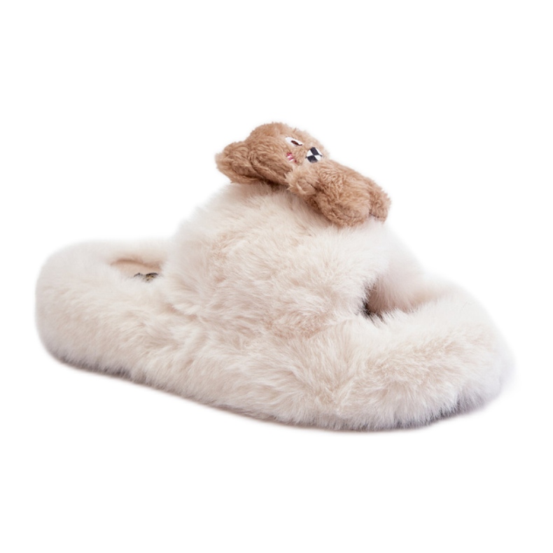 Isolierte Damenhausschuhe mit Teddybär BG189P, beige