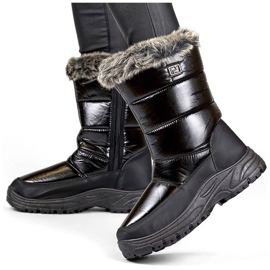 Damen-Schneestiefel mit Fell und Reißverschluss, schwarz N1612B