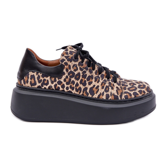 Zazoo Leopard Leopard Plateau-Ledersneaker 3346 Braun-Schwarz
