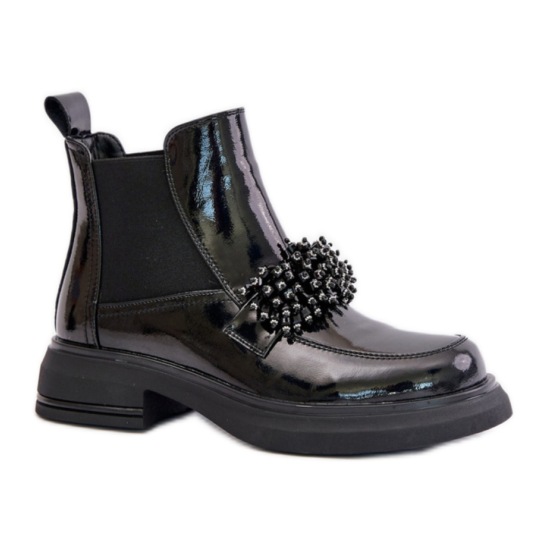 Damenstiefel mit Verzierung 24BT15-7453 schwarz