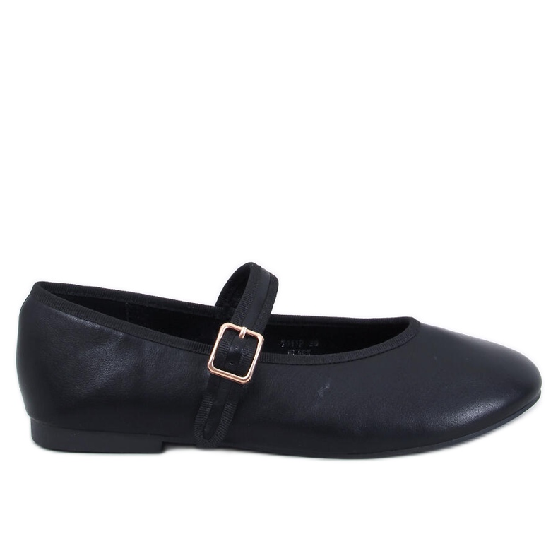 Damen-Ballerinas mit Riemen, schwarz