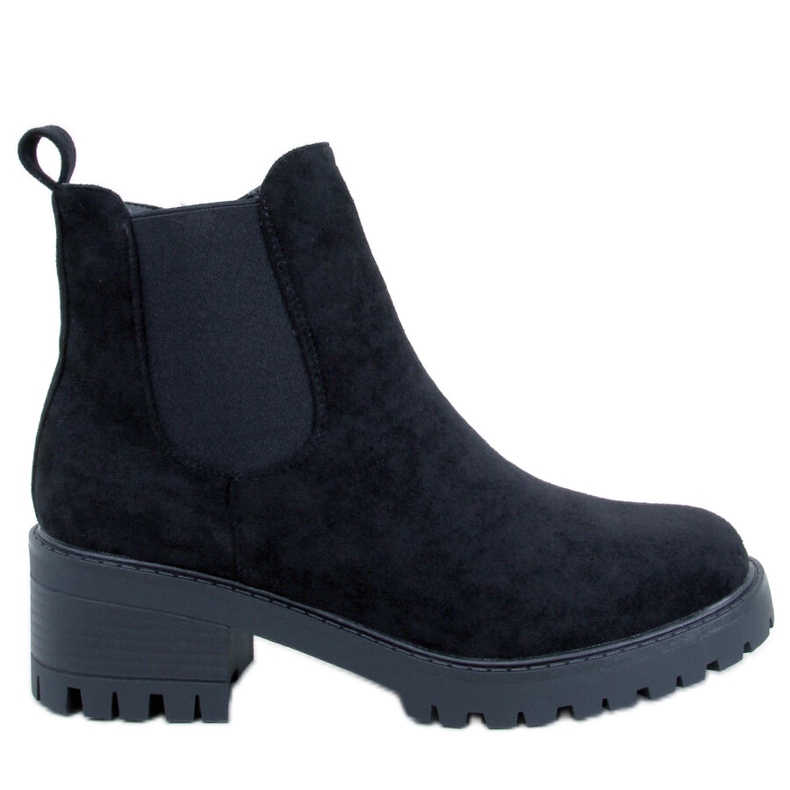 Schwarze Chelsea-Stiefel aus Wildleder mit hohem Absatz