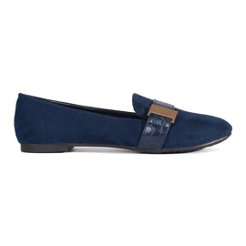 Marineblaue Ballerinas aus Wildleder mit Schnalle