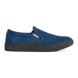 Blaue Slip-On-Sneaker mit Glitzer