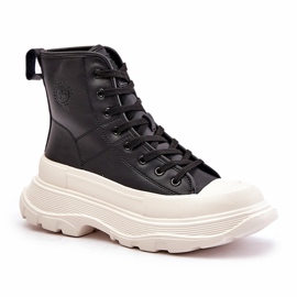 Lederisolierte Sneakers auf massiver Plattform Big Star OO274A599 Schwarz