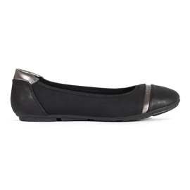 Flache schwarze Ballerinas aus Lederimitat