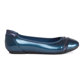 Blaue Metallic-Ballerinas für Damen
